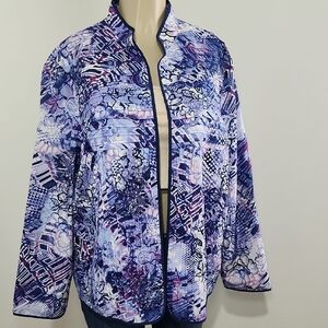 Alfred Dunner Women's Floral Blue and Purple Blazer Plus Saze 18
